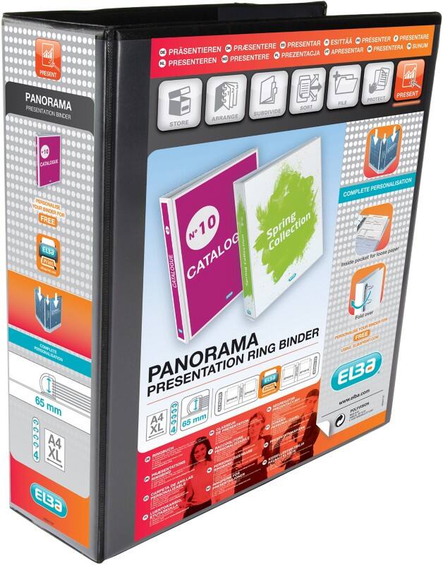 ELBA Panorama Presentation Binder A4 4 Rings Black