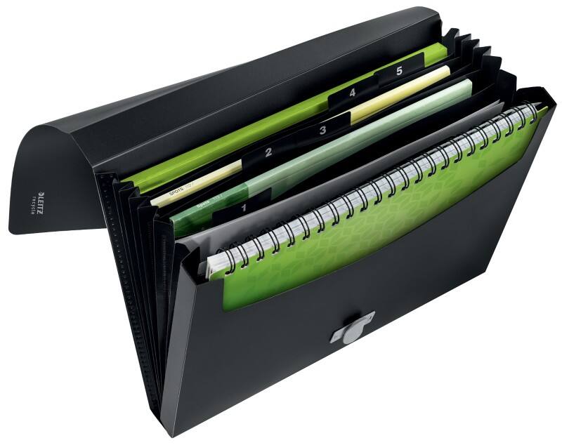 Leitz Recycle Expanding File A4 5 Compartments Black 80% Recycled Plastic