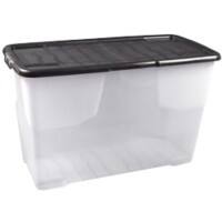 Storage Box Curve XW208-CLR/BLK-EX 100 L Transparent Polypropylene 80 x 40 x 51 cm