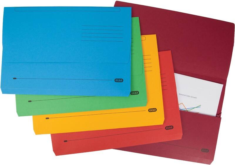 ELBA Document Wallet Foolscap Manila 34.4 (W) x 3.2 (D) x 24.3 (H) cm Assorted Pack of 10