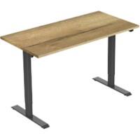 euroseats 1-Motor Electronically Height Adjustable Sit Stand Desk Rectangular Oak T-Foot 2 Pedestals 1,200 (W) x 800 (D) x 1,235 (H) mm Metal