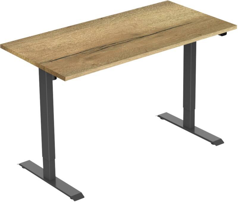 euroseats 1-Motor Sit Stand Desk Rectangular Oak T-Foot 1,600 (W) x 800 (D) x 1,235 (H) mm Metal