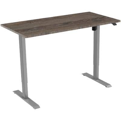 euroseats Logan Rectangular Electronically Height Adjustable Sit Stand Desk Oak Metal/wood Grey 1,400 x 800 x 750 - 1,235 mm