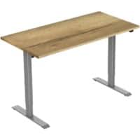 euroseats Rectangular Electronically Height Adjustable Sit Stand Desk Oak Metal/wood Grey 1,400 x 800 x 750 - 1,235 mm