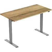 euroseats Rectangular Electronically Height Adjustable Sit Stand Desk Oak Metal/wood Grey 1,600 x 800 x 750 - 1,235 mm