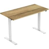 euroseats Rectangular Electronically Height Adjustable Sit Stand Desk Oak Metal/wood White 1,400 x 800 x 750 - 1,235 mm