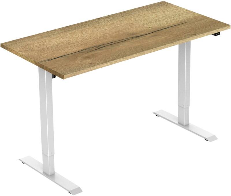 euroseats 1-Motor Sit Stand Desk Rectangular Oak T-Foot 1,600 (W) x 800 (D) x 1,235 (H) mm Metal