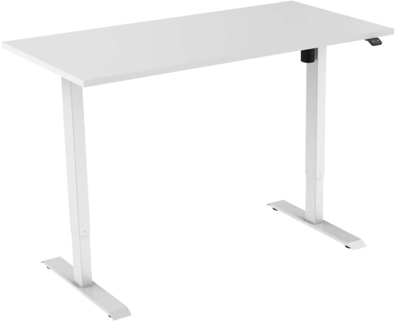 euroseats 1-Motor Electronically Height Adjustable Sit Stand Desk Rectangular White T-Foot 2 Pedestals 1,200 (W) x 800 (D) x 1,235 (H) mm Metal