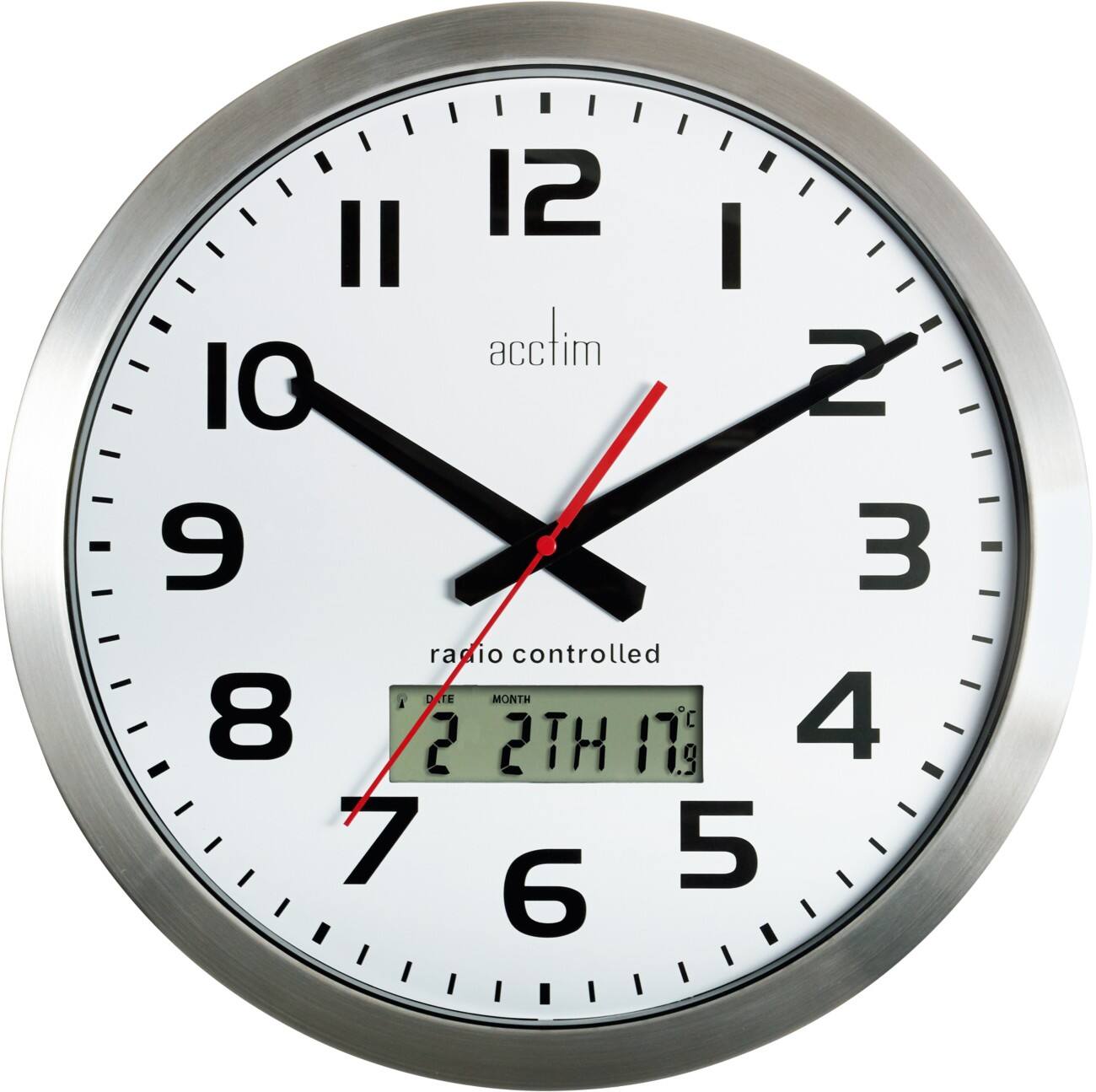 Acctim Analog Wall Clock Silver 38 x 38 x 5 x 38 cm