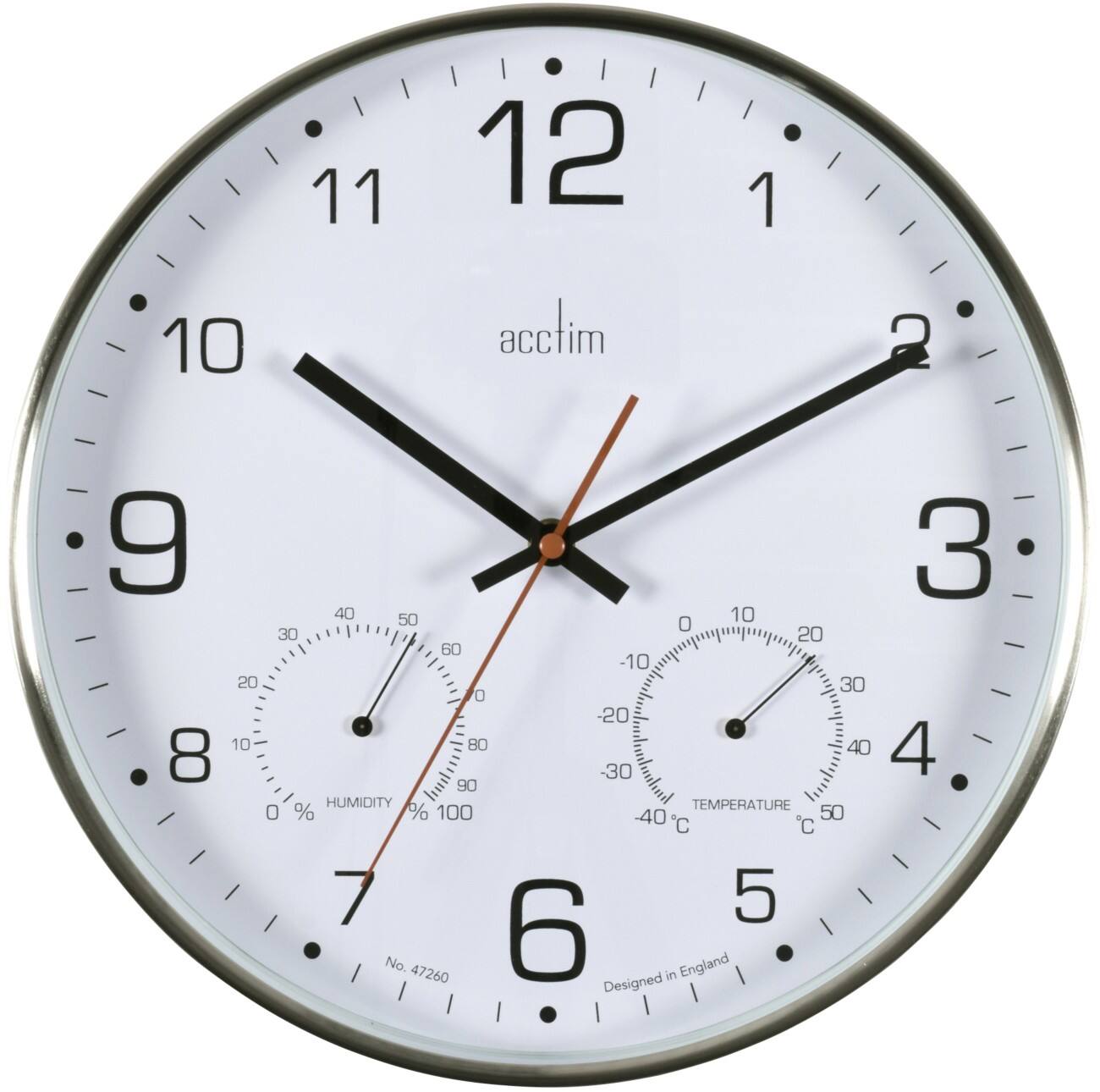 Acctim Analog Wall Clock Silver 30.5 x 30.5 x 4.3 x 30.5 cm
