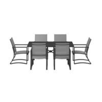 Cosco Capitol Hill Dining Set 1 Table with 6 Chairs Grey Steel Patio 88680LGCEUK
