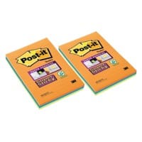 Post-it Super Sticky Notes 101 x 152 mm Assorted Rectangular Ruled 6 Pads of 45 Sheets