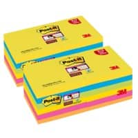 Post-it Super Sticky Notes 76 x 76 mm Assorted Colours 90 Sheets Value Pack 18+6 Free