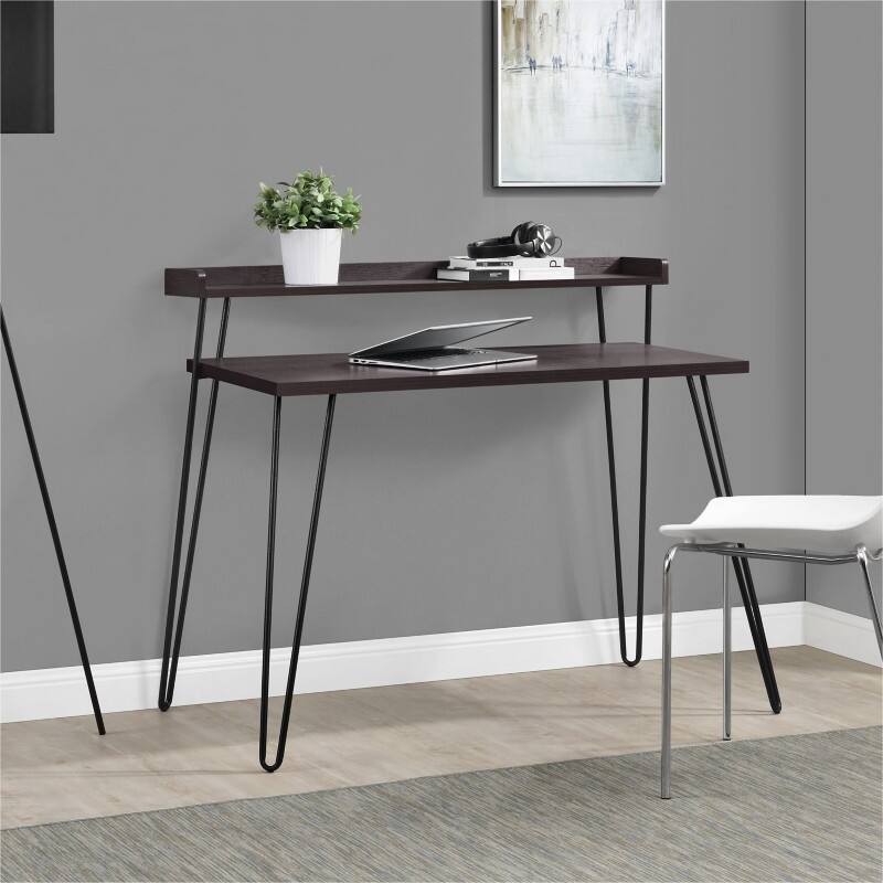 DOREL HOME Haven Home Office Desk Rectangular Walnut 4 Metal legs 1,135.38 (W) x 604 (D) x 899.16 (H) mm Metal, Particle Board