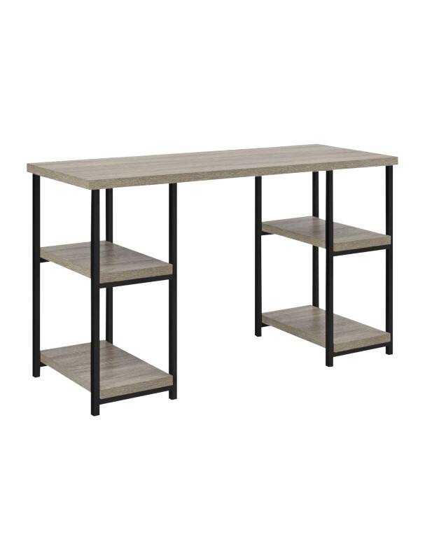 DOREL HOME Elmwood Home Office Desk Rectangular Oak 4 Metal legs 1,206 (W) x 457 (D) x 729 (H) mm Laminated Hollow Core, Metal