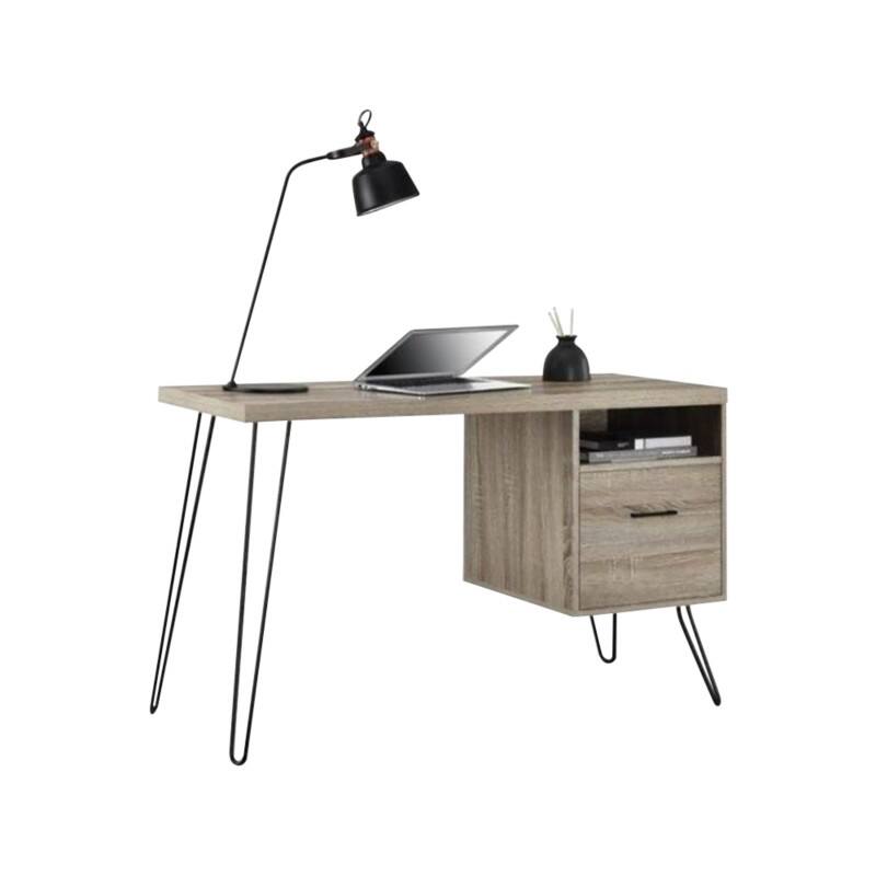 DOREL HOME Landon Home Office Desk Rectangular Oak 4 Metal legs 1 Drawer 1,143 (W) x 495 (D) x 714 (H) mm Laminated Particle Board, Metal