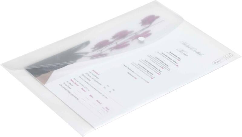 Rapesco Popper Wallet A4 Press Stud PP (Polypropylene) Landscape 24 (W) x 0.2 (D) x 36 (H) cm Clear Pack of 5