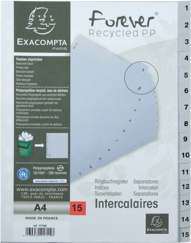 Exacompta Index Tabs A4+ Grey 1 to 15
