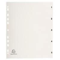 Exacompta 1 to 5 Numerical Dividers Blue Angel UZ30a (Recycled Plastics), Recycled 100% A4+ Light grey 18 Holes