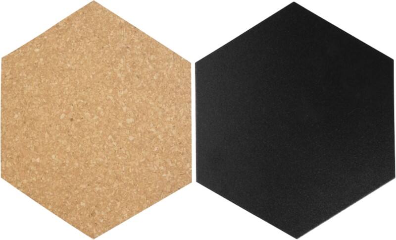 Securit Hexagon Chalkboard Wall Mounted 20 (W) x 2 (D) x 23 (H) cm Black, Brown Pack of 7