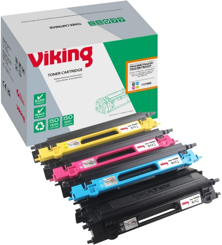 Viking TN-423BK / TN-423C / TN-423M / TN-423Y Compatible Brother Toner Cartridge Black, Cyan, Magenta, Yellow Pack of 4 Multipack