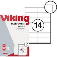 Viking Multipurpose Labels 67528 Square Corners White 100 Sheets of 14 Labels