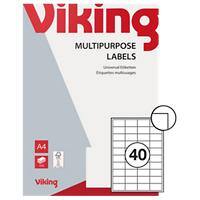 Viking Multipurpose Labels 67501 Square Corners White 100 Sheets of 40 Labels