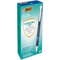 BIC Antimicrobial Ballpoint Pen Blue Medium Non Refillable Pack of 20