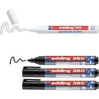 Edding Whiteboard+Glassboard marker E-360+E-90 Bullet Black, White Set of 4