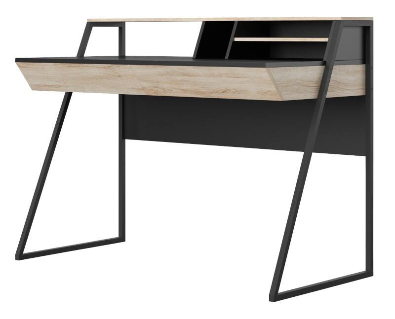 Alphason Salcombe Home Office Desk Black Oak 2 Drawers 1,185 (W) x 595 (D) x 895 (H) mm Wood