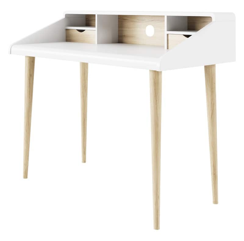 Alphason Yeovil Home Office Desk Rectangular White Oak 2 Drawers 1,200 (W) x 584 (D) x 970 (H) mm Wood