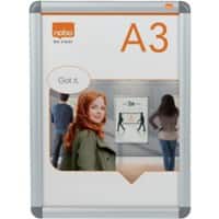 Nobo Premium Plus Wall Mountable Clip Info Frame 1902213 A3 Aluminium Frame Anti-Glare Cover 339 x 463 mm Transparent