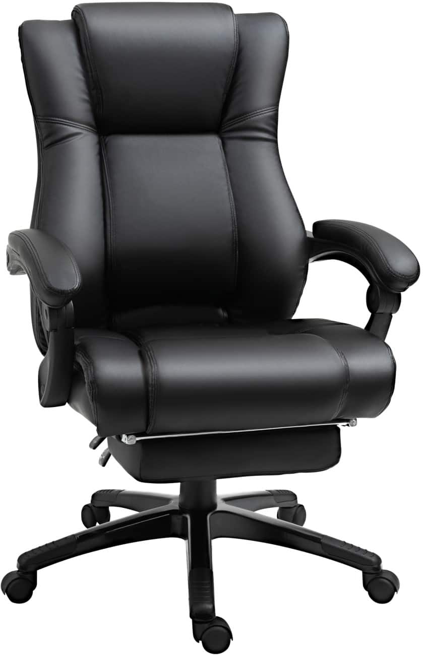 Vinsetto Executive Home Office Chair High Back PU Leather Recliner, with  Foot Rest, Black