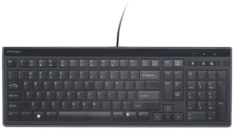 Kensington Advance Fit Wired Full-Size Slim Keyboard K72357UK QWERTY 2 m USB-A Cable Black