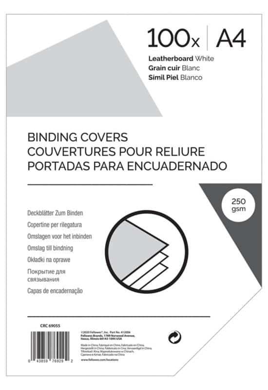 Binding Cover A4 250 gsm 285 microns White Pack of 100
