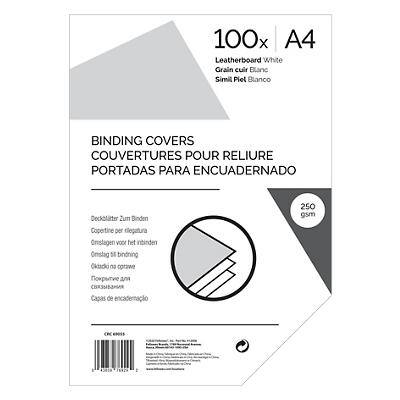 Binding Cover A4 Leather 250 gsm White Pack of 100