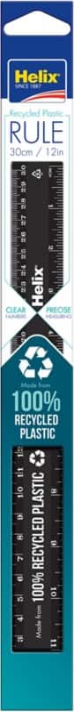 Helix 100% Recycled Plastic Ruler Black 30 cm / 12 "