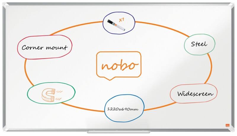 Nobo Premium Plus Widescreen Whiteboard 1915372 Wall Mounted Magnetic Lacquered Steel 122 x 69 cm