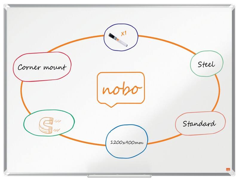 Nobo Premium Plus Whiteboard 1915156 Wall Mounted Magnetic Lacquered Steel 120 x 90 cm