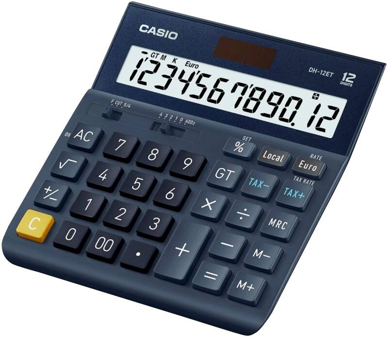 Casio DH-12ET Desktop Calculator 12 Digit LCD Display Blue