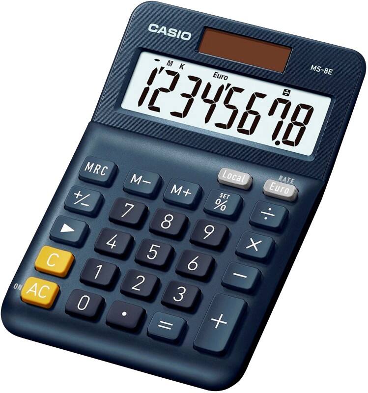 Casio MS-8E Desktop Calculator 8 Digit LCD Display Navy Blue