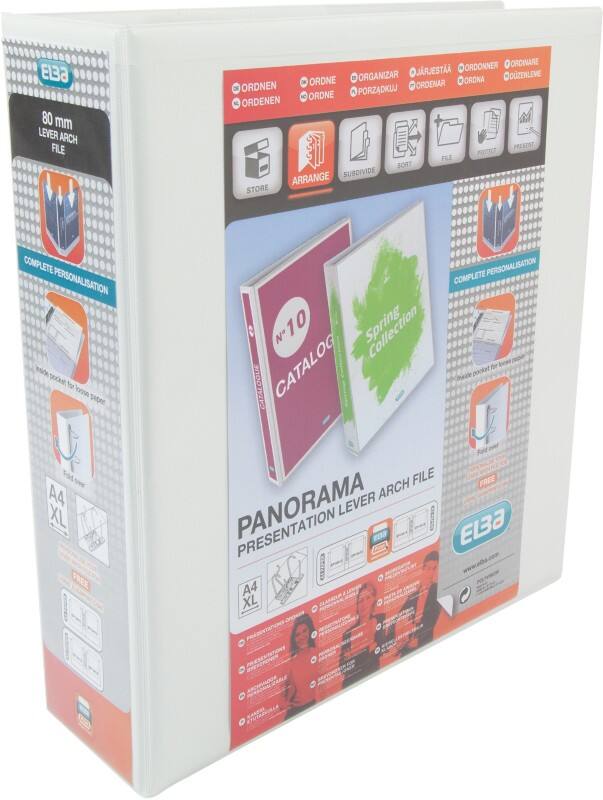 ELBA Panorama Narrow Lever Arch File A4 65 mm White 2 Rings 0105100416 PVC (Polyvinyl Chloride)