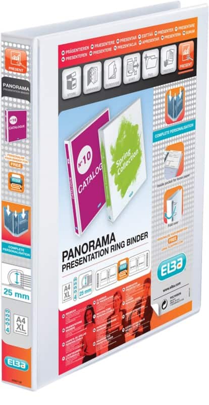 ELBA Ring Binder A4 4 Rings White Panorama