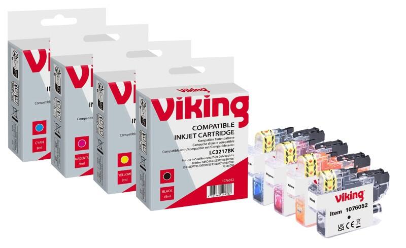 Viking LC-3217 Compatible Brother Ink Cartridge Black, Cyan, Magenta, Yellow Pack of 4 Multipack