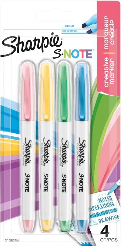 Sharpie S-Note Highlighter Assorted Medium Chisel Pack of 4