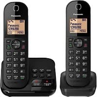 Panasonic Twin Cordless DECT Telephone with Answering Machine KX-TGC422EB Black Pack of 2