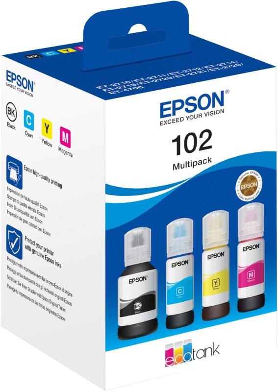 Epson 102 Original Ink Refill C13T03R640 Black, Cyan, Magenta, Yellow Multipack Pack of 4