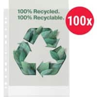 Rexel 100% Recycled Punched Pockets A4 Embossed 70 Microns Polypropylene 11 Holes 2115702 Pack of 100