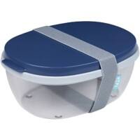 Mepal Salad Box Polypropylene, Thermoplastic elastomer, PCTG 1.9L 95mm Ellipse Blue, Nordic Denim