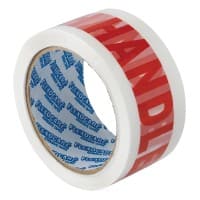 Flexocare Printed "Handle With Care" Packaging Tape 48mm x 66m White & Red 6 Rolls